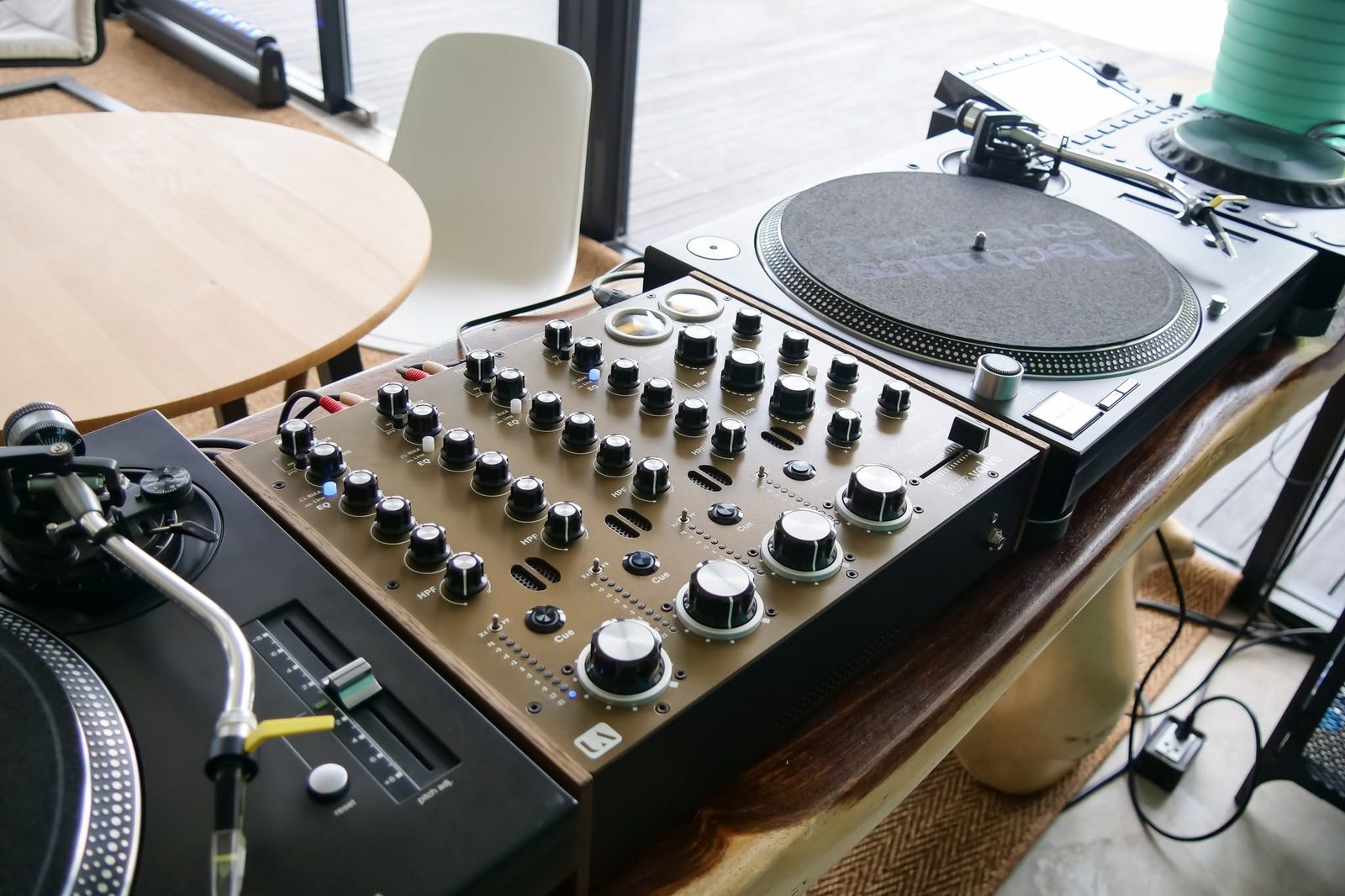 Rotary mixer and turntables — the setup for the opening set